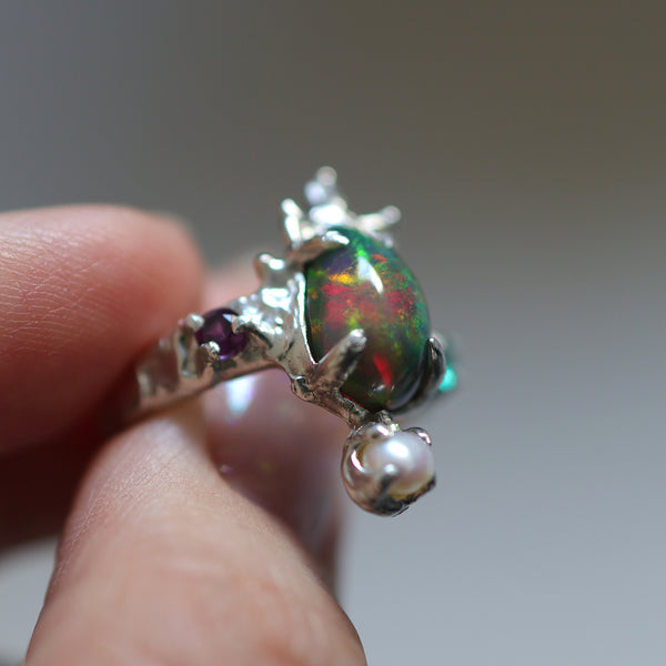 Pear opal cab ring
