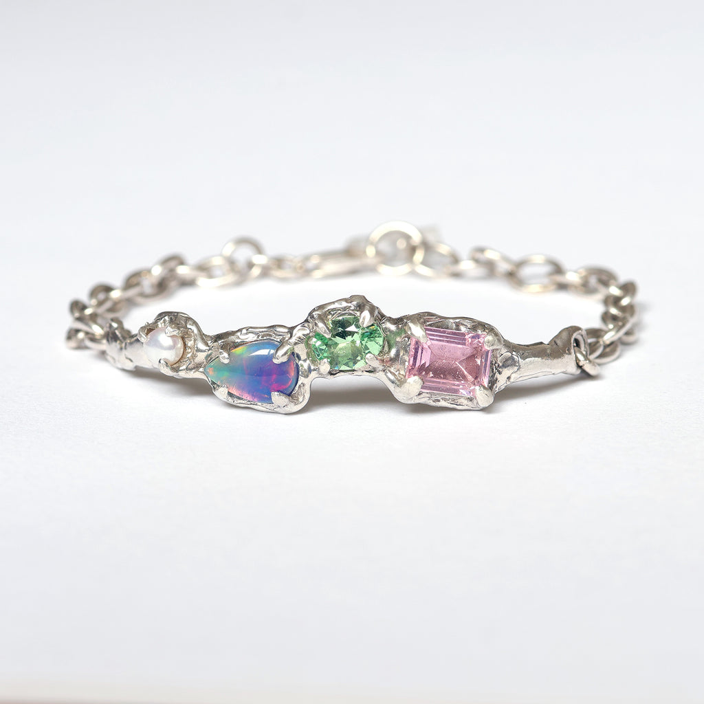 Cuff bracelet (pink & green)