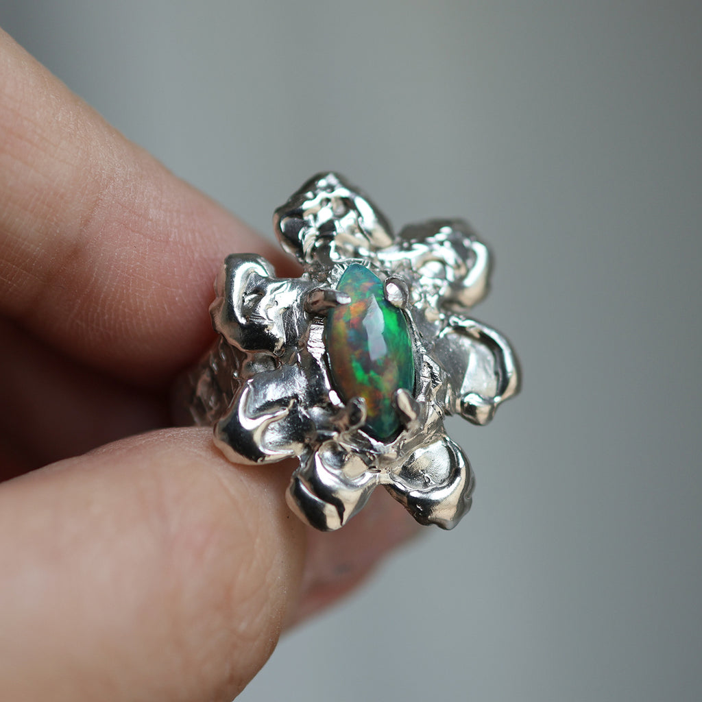 Flower opal ring