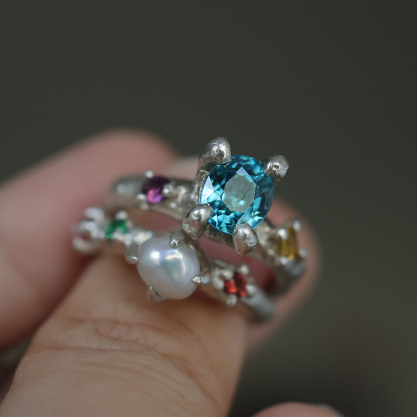 Blue Zircon ring